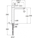Roca Cala A5A346ENB0 高身面盆龍頭（黑色）：38mm纖薄壺身、省水節能、180mm出水口距離
